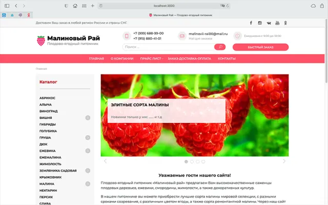 Скриншот сайта malinovyi-rai.ru